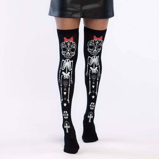 Collants Squelette Dia de los Muertos - Nœud Rouge Gothique