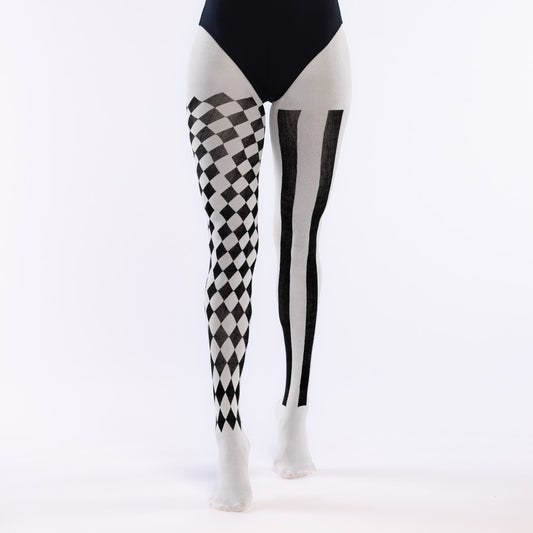 Collants Arlequin Noir et Blanc - Déguisement Cirque & Cabaret