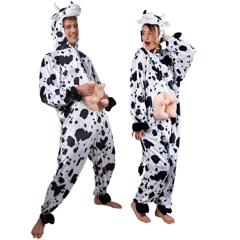 Déguisement Vache Adulte Combinaison Intégrale Blanche à Pois