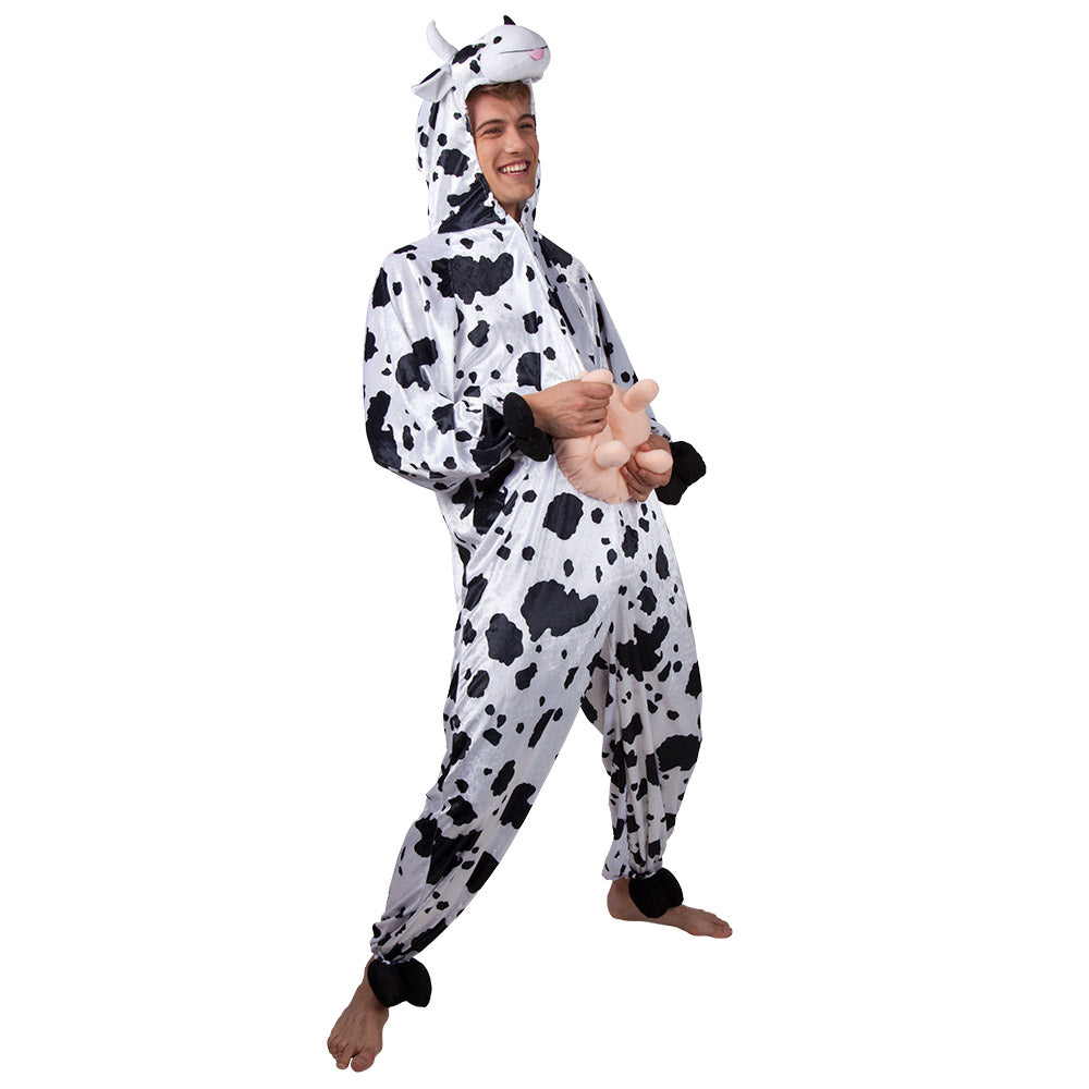 Déguisement Vache Adulte Combinaison Intégrale Blanche à Pois
