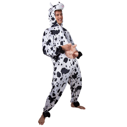 Déguisement Vache Adulte Combinaison Intégrale Blanche à Pois
