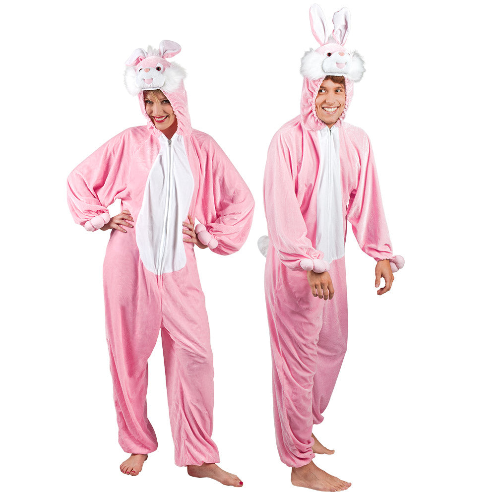 Déguisement Lapin Rose Adulte - Combinaison Peluche Complète