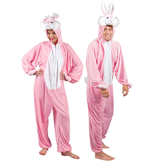 Déguisement Lapin Rose Adulte - Combinaison Peluche Complète