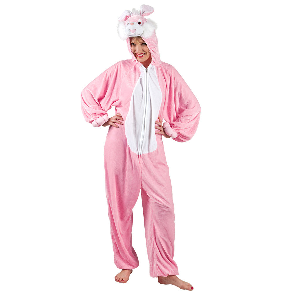 Déguisement Lapin Rose Adulte - Combinaison Peluche Complète