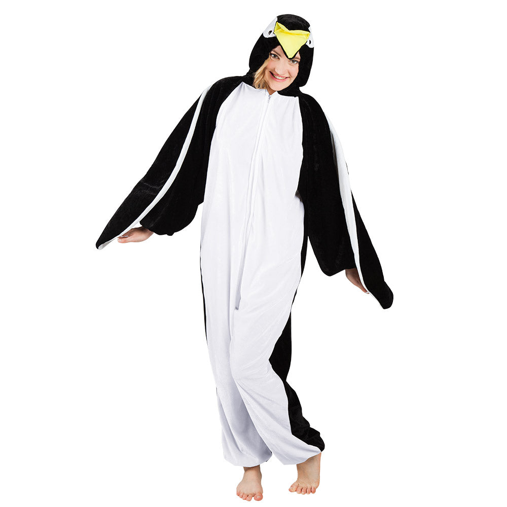 Déguisement Pingouin Adulte - Combinaison Onesie Noire et Blanche
