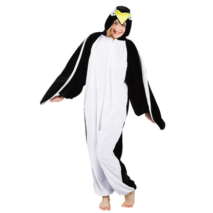 Déguisement Pingouin Adulte - Combinaison Onesie Noire et Blanche