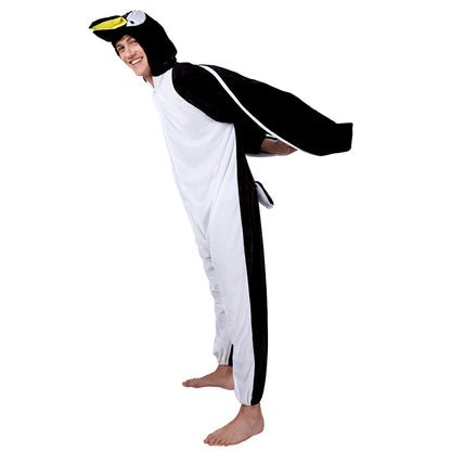 Déguisement Pingouin Adulte - Combinaison Onesie Noire et Blanche