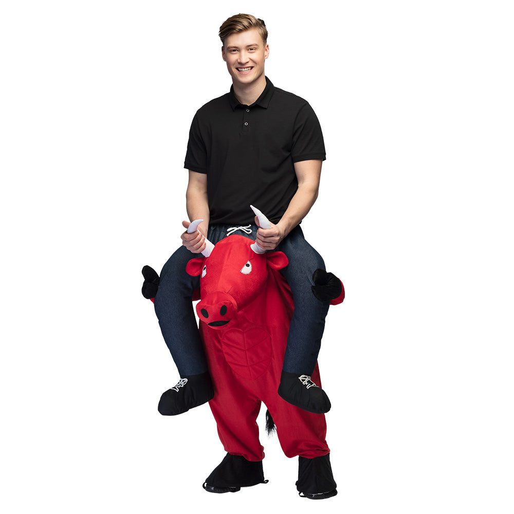 Costume Carry Me Taureau Rouge - Déguisement Gonflable Adulte