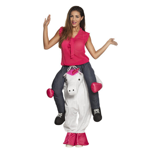 Déguisement Cheval à Chevaucher Rose et Blanc Adulte