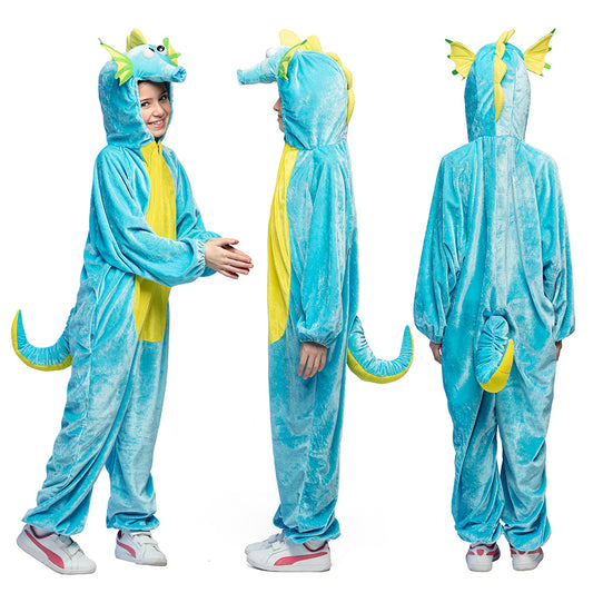 Déguisement Dragon Bleu Enfant - Combinaison avec Capuche