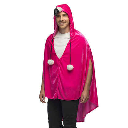 Cape Flamant Rose avec Capuche - Déguisement Festif Luxe
