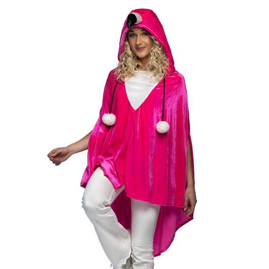 Cape Flamant Rose avec Capuche - Déguisement Festif Luxe