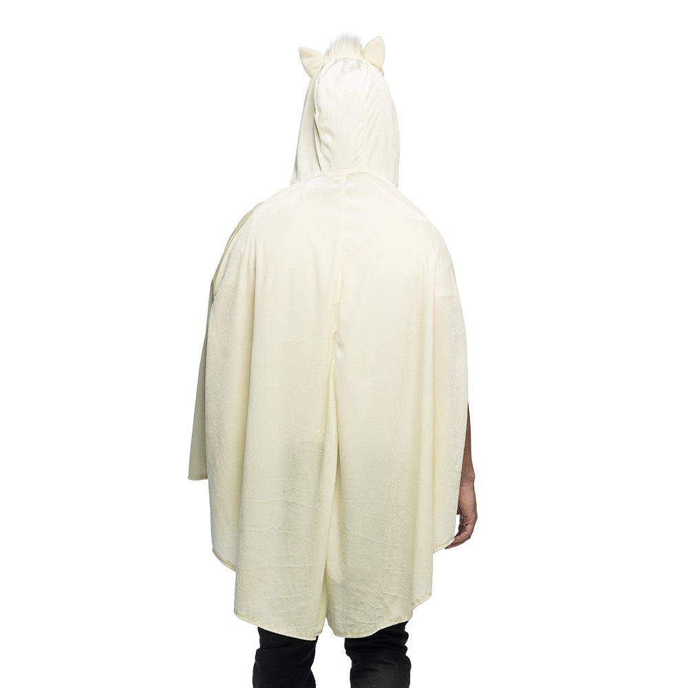 Cape Poncho Lama Blanc avec Capuche - Déguisement Animal Amusant