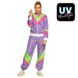 Survêtement Années 80 Fluo Violet - Déguisement Rétro UV