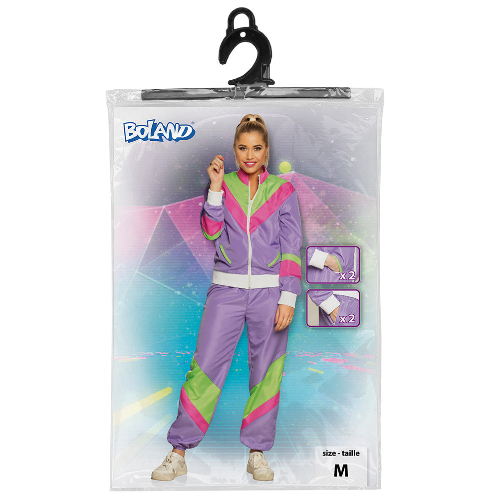 Survêtement Années 80 Fluo Violet - Déguisement Rétro UV