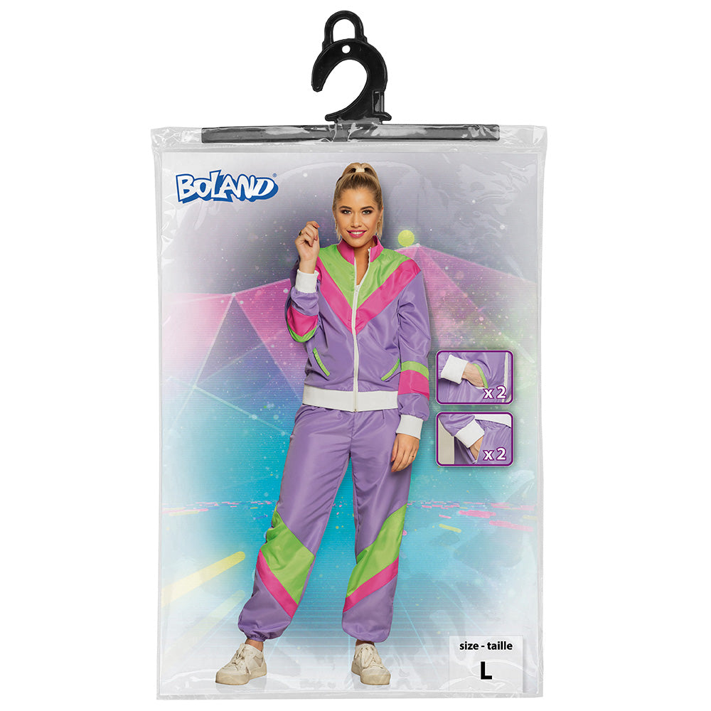 Survêtement Années 80 Fluo Violet UV Blacklight Femme