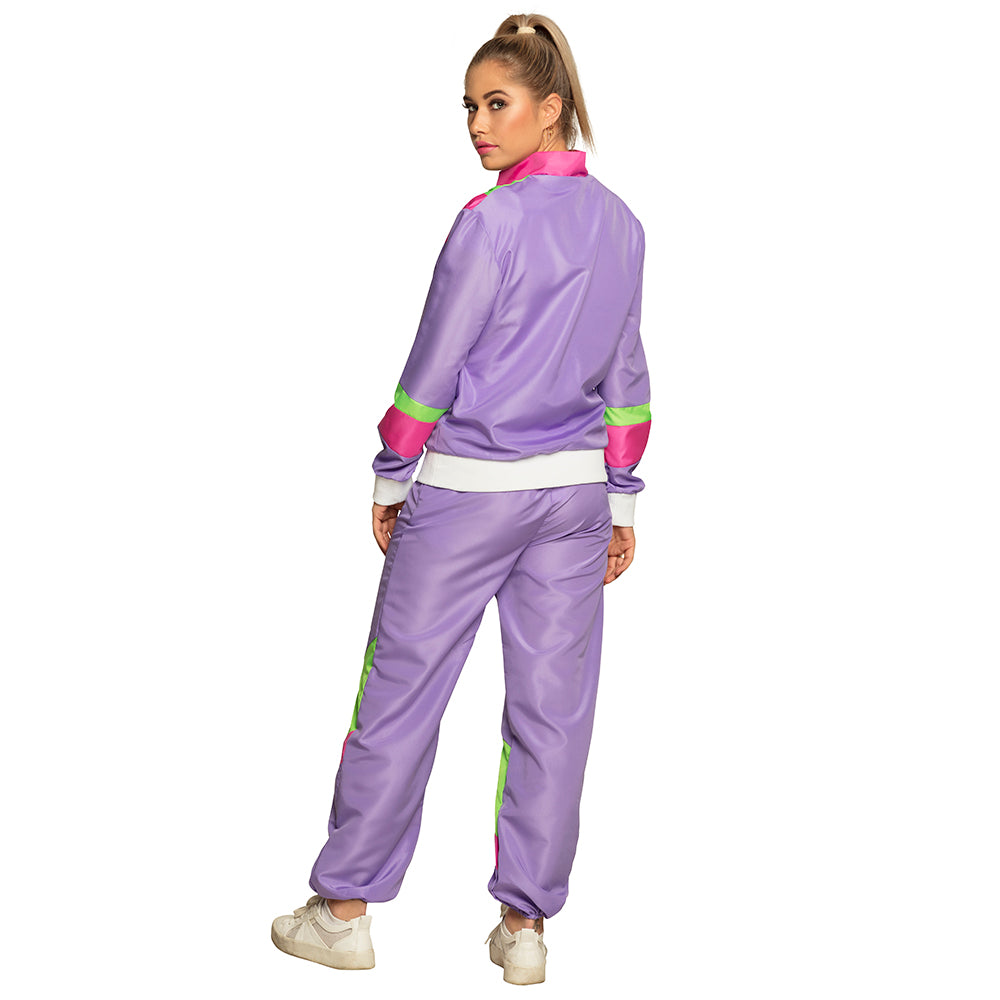 Survêtement Années 80 Fluo Violet UV Blacklight Femme