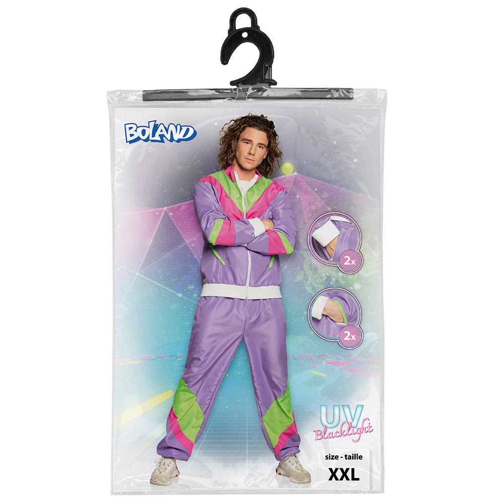 Déguisement Années 80 Survêtement Fluo Violet Taille XXL