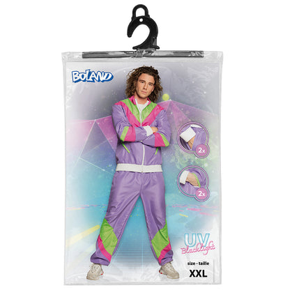 Déguisement Années 80 Survêtement Fluo Violet Taille XXL