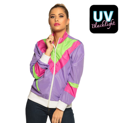 Veste Années 80 Fluo Violet Rose Vert UV Blacklight