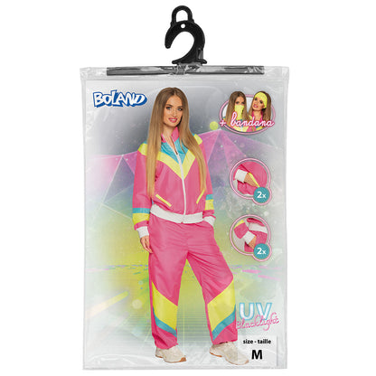 Survêtement Fluo UV Années 80 - Rose & Jaune Fluo pour Fête
