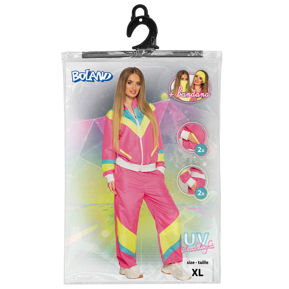 Survêtement Rétro Années 80 Rose Fluo - Déguisement Neon