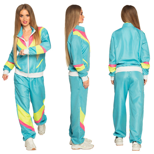 Combinaison Années 80 Turquoise Fluo + Bandana - Déguisement Adulte