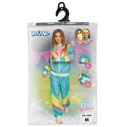 Combinaison Années 80 Turquoise Fluo + Bandana - Déguisement Adulte