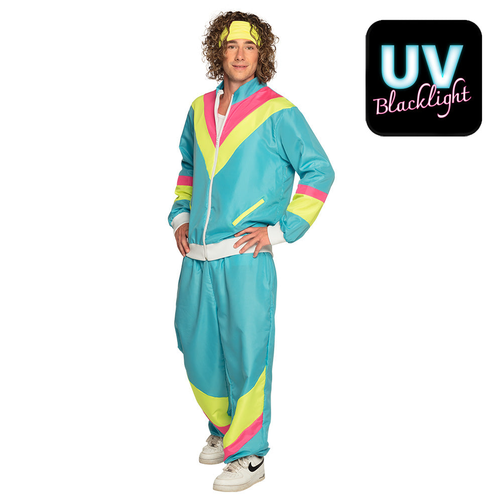 Déguisement Survêtement Années 80 Turquoise Fluo UV