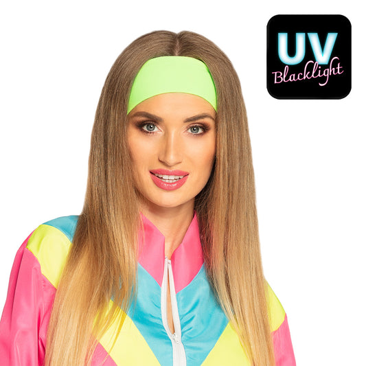 Bandeau Fluo Vert Années 80 UV Blacklight Fluorescent