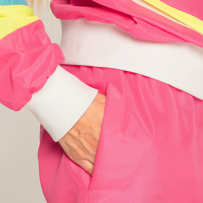 Survêtement UV Blacklight Années 80 - Déguisement Fluo Rose