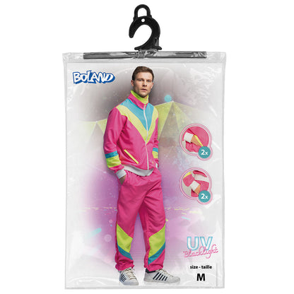 Survêtement UV Blacklight Années 80 - Déguisement Fluo Rose
