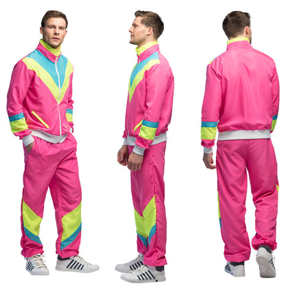 Survêtement UV Fluo Années 80 - Rose Vif Néon Blacklight