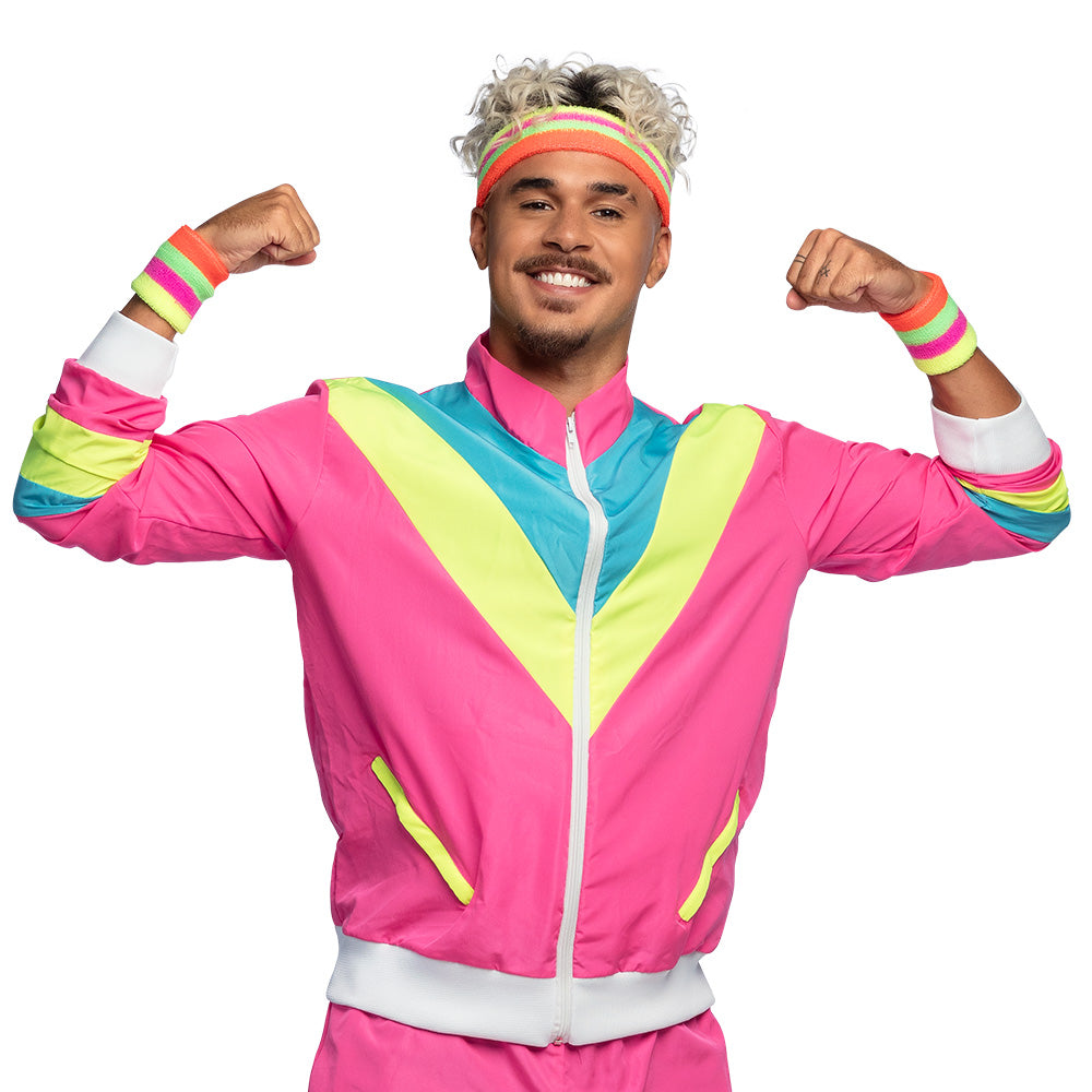 Survêtement UV Fluo Années 80 - Rose Vif Néon Blacklight