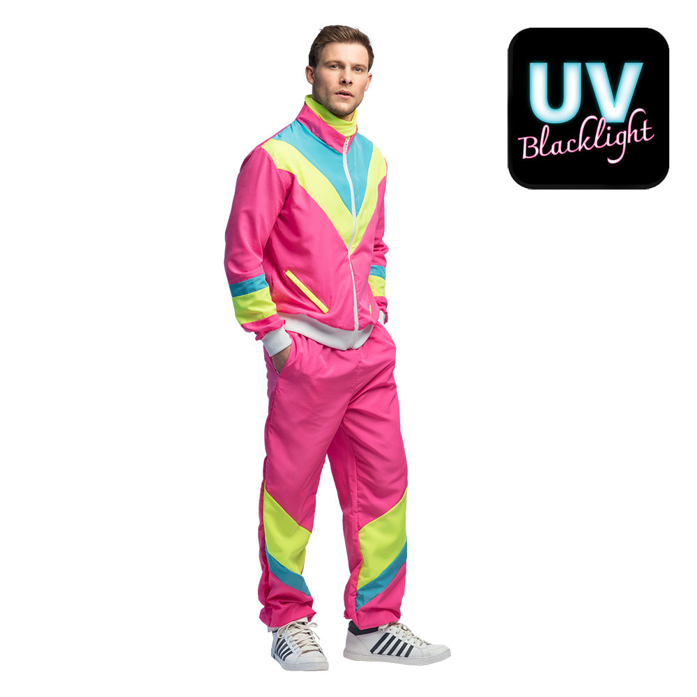 Survêtement Années 80 Fluo Rose UV Blacklight Homme XXL