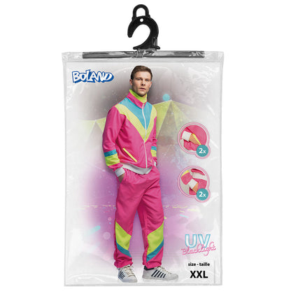 Survêtement Années 80 Fluo Rose UV Blacklight Homme XXL