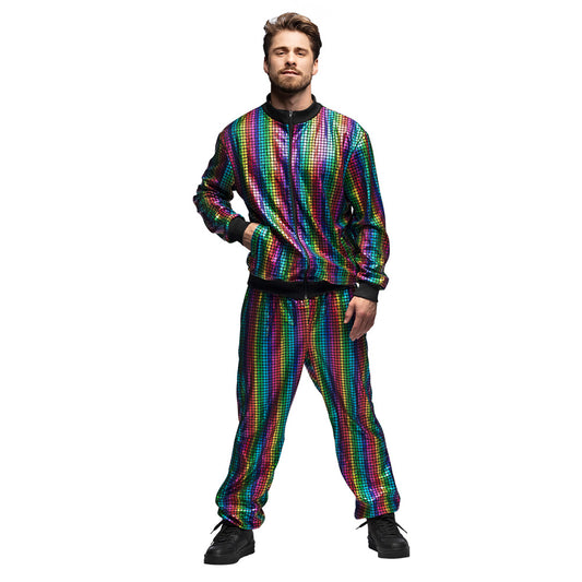 Survêtement Sequins Holographique Arc-en-Ciel Disco Adulte