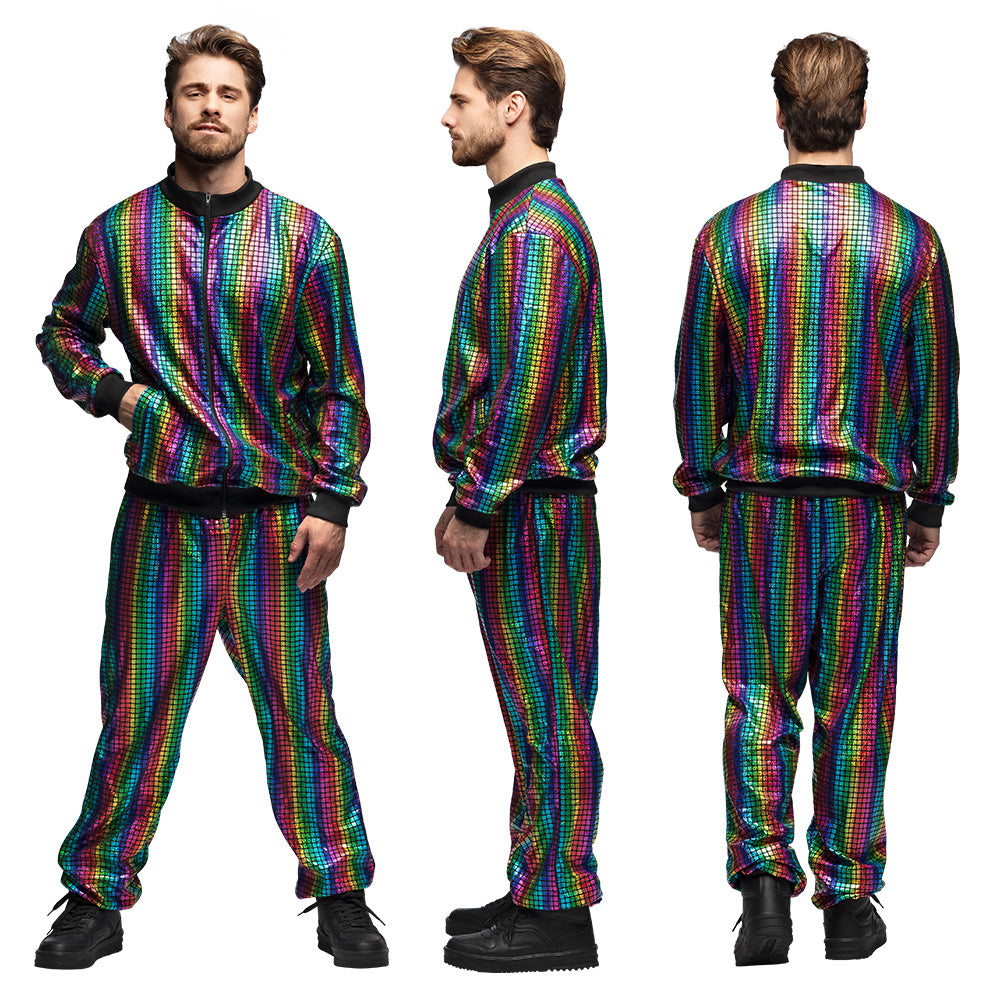 Survêtement Sequins Holographique Arc-en-Ciel Disco Adulte