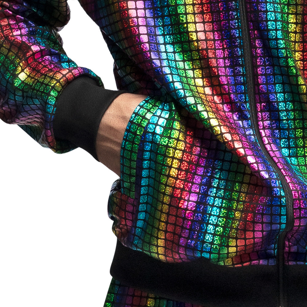 Survêtement Sequins Holographique Arc-en-Ciel Disco Adulte
