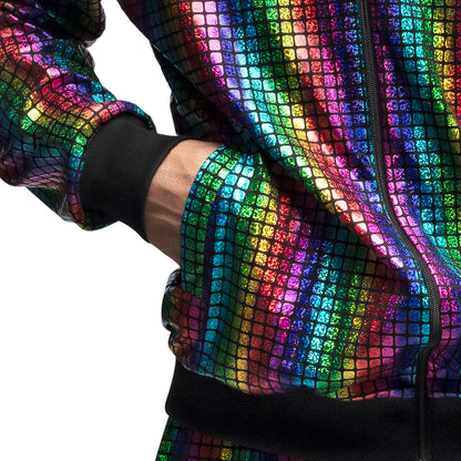 Survêtement Sequins Holographique Arc-en-Ciel Disco Adulte