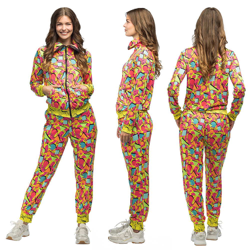 Combinaison UV Blacklight Fluo Géométrique - Déguisement Années 80