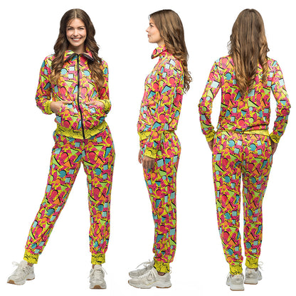 Combinaison Années 80 Motifs Fluo UV Blacklight - Déguisement Adulte