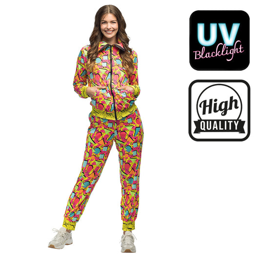 Combinaison Rétro Néon Fluo - Déguisement 90s UV Blacklight