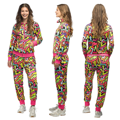 Survêtement Fluo UV Blacklight Motifs Éclair - Déguisement Années 80