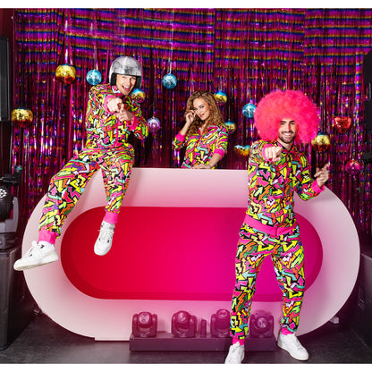 Survêtement Fluo UV Blacklight Motifs Éclair - Déguisement Années 80