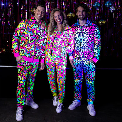 Survêtement UV Blacklight Motifs Géométriques Fluo Adulte