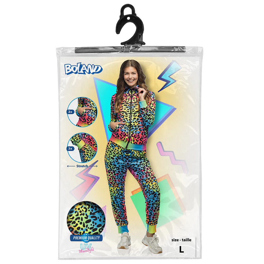 Combinaison Léopard UV Fluo Blacklight Adulte - Années 80
