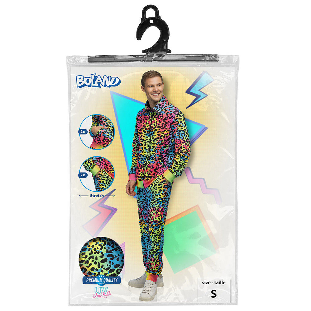 Combinaison Léopard Fluo UV Blacklight Années 80 Adulte