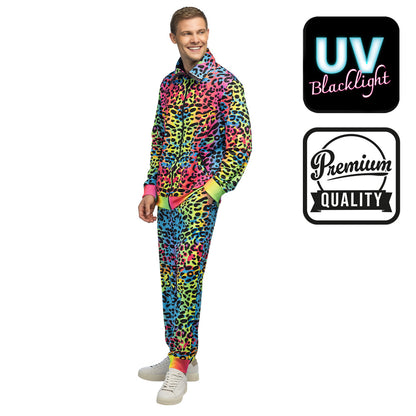 Combinaison Léopard Fluo UV Blacklight Adulte - Déguisement Années 80