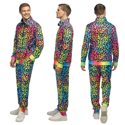 Combinaison Léopard Fluo UV Blacklight Adulte - Déguisement Années 80